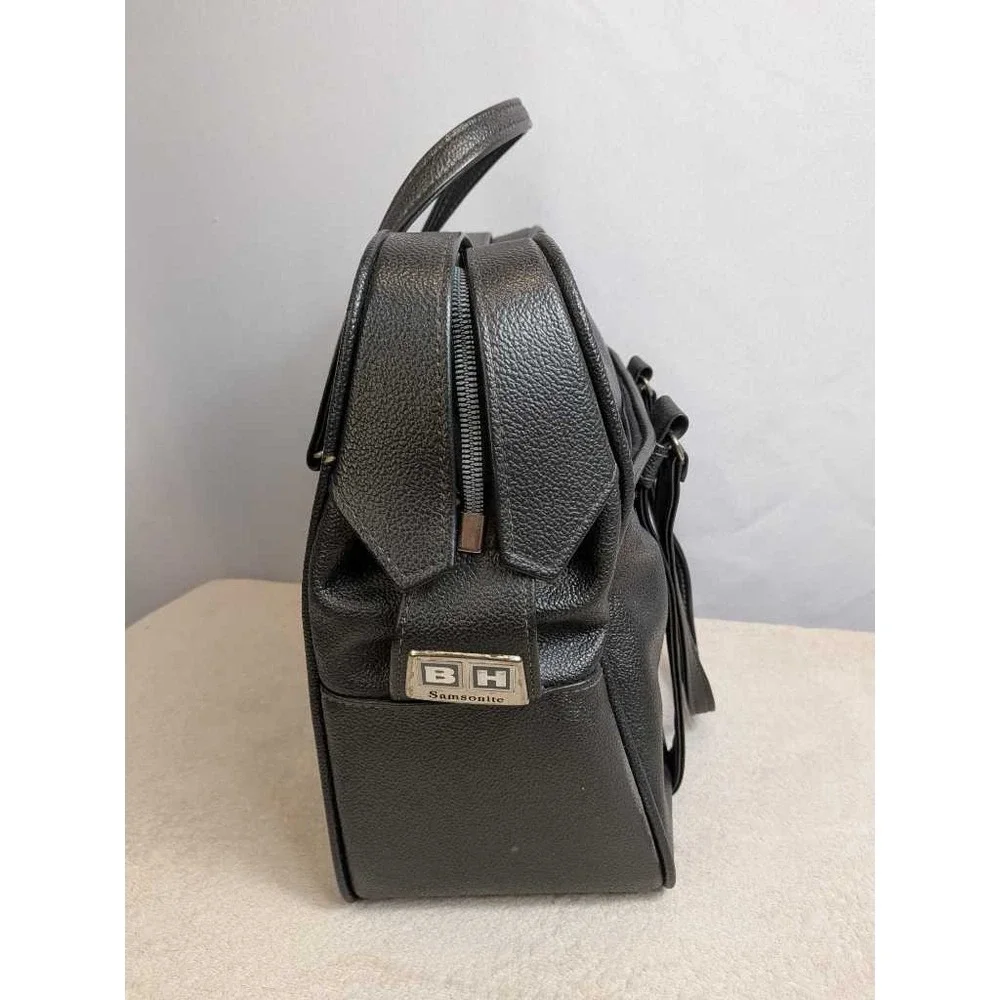 Samsonite Black Pebbled Faux Leather Briefcase Satchel With Lock Key‎